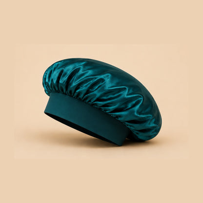 Bonnet en satin de polyester vert émeraude pour protéger les cheveux la nuit