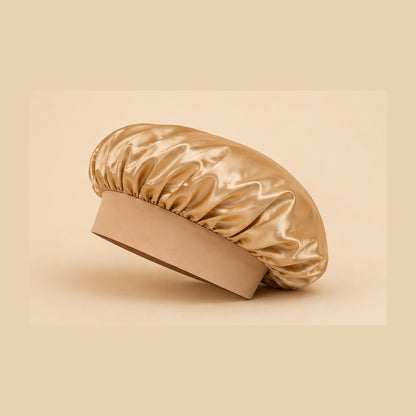 Bonnet en satin de polyester or champagne pour protéger les cheveux la nuit