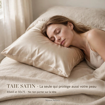 Taie d'oreiller en satin de polyester Maison Satinéa