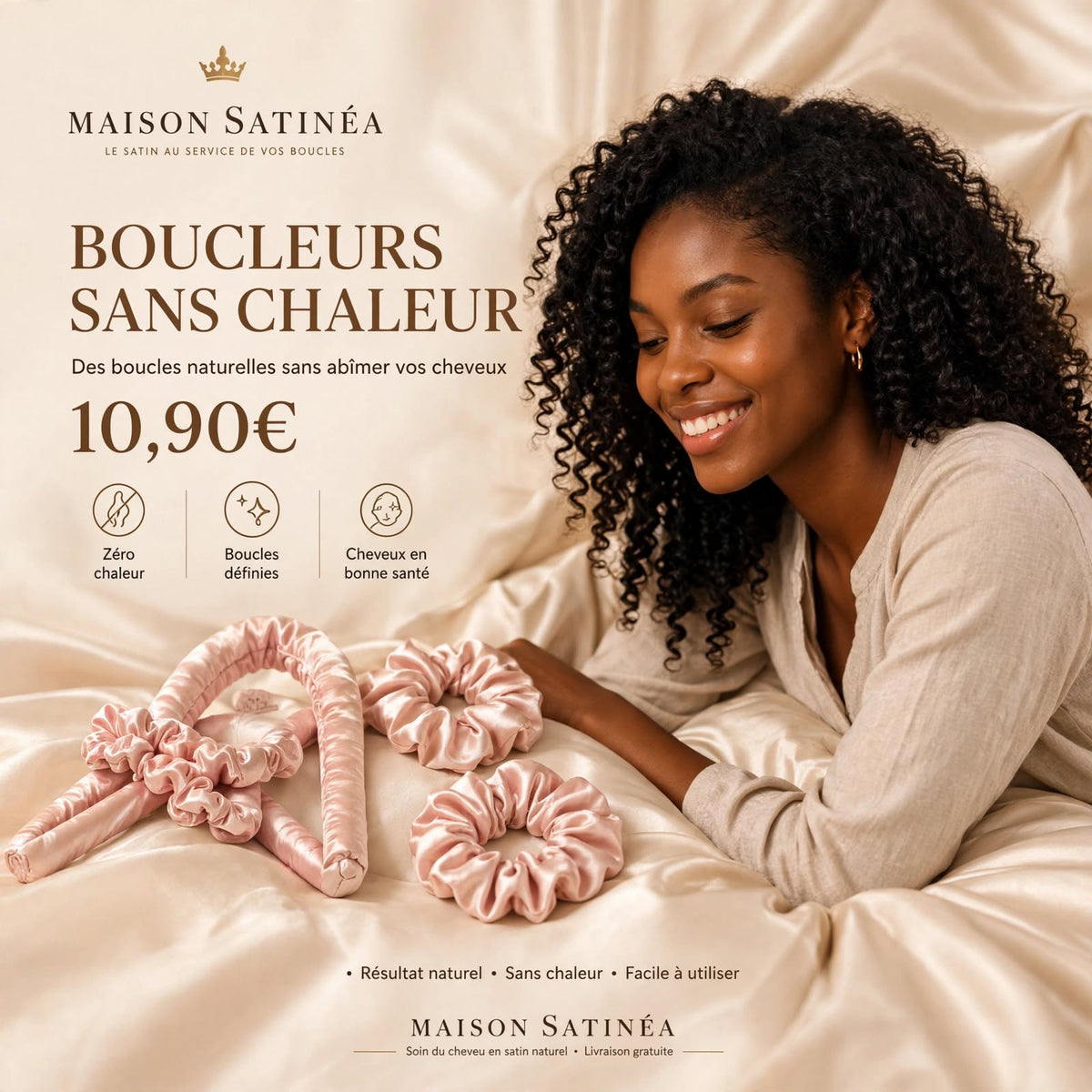 Boucleur sans chaleur Maison Satinéa, mousse recouverte de tissu