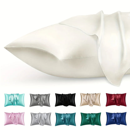 Taie d'oreiller en satin de polyester Maison Satinéa, vendue par deux