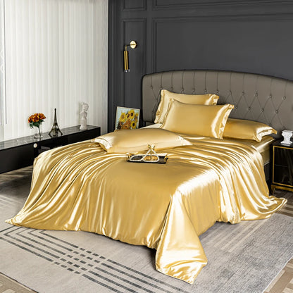 Parure de lit en satin sable — housse de couette 200 × 200 cm, Maison Satinéa