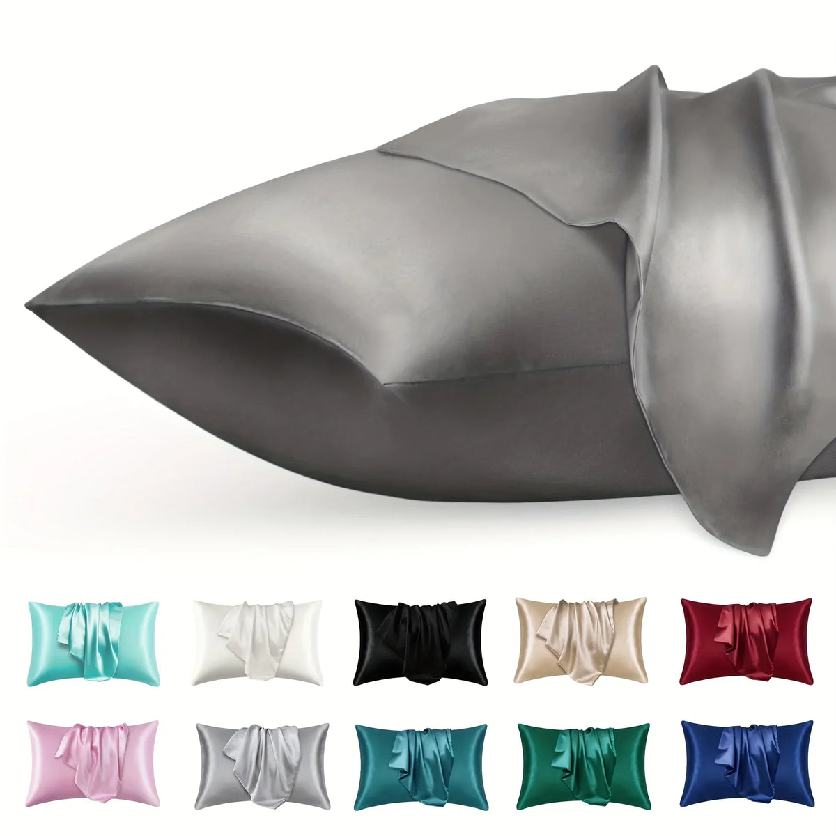 Taie d'oreiller en satin, coloris Gris perle