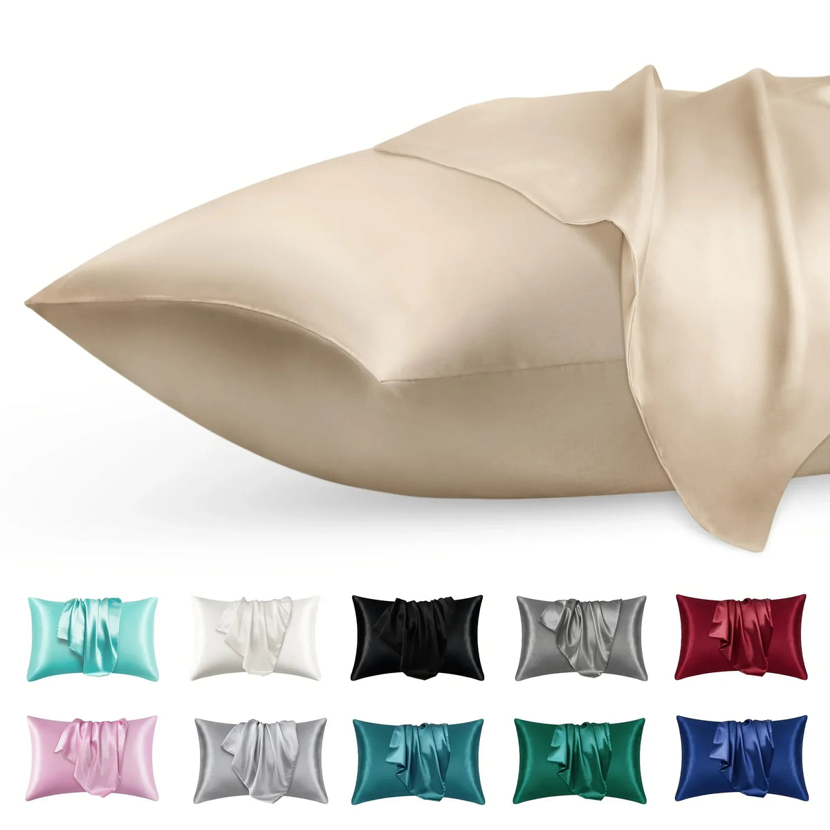 Taie d'oreiller en satin, coloris Sable